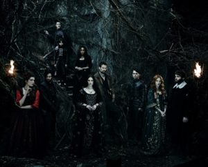 L-R: Elise Eberle, Iddo Goldberg, Samuel Roukin, Oliver Bell, Ashley Madekwe, Janet Montgomery, Shane West, Joe Doyle, Tamzin Merchant and Seth Gabel in WGN America’s “Salem”